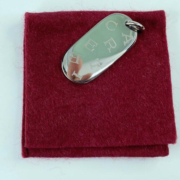 Cartier Logo Plate Charm Key Ring Key Holder Pendant Top Silver Accessory GS215 - Picture 1 of 8
